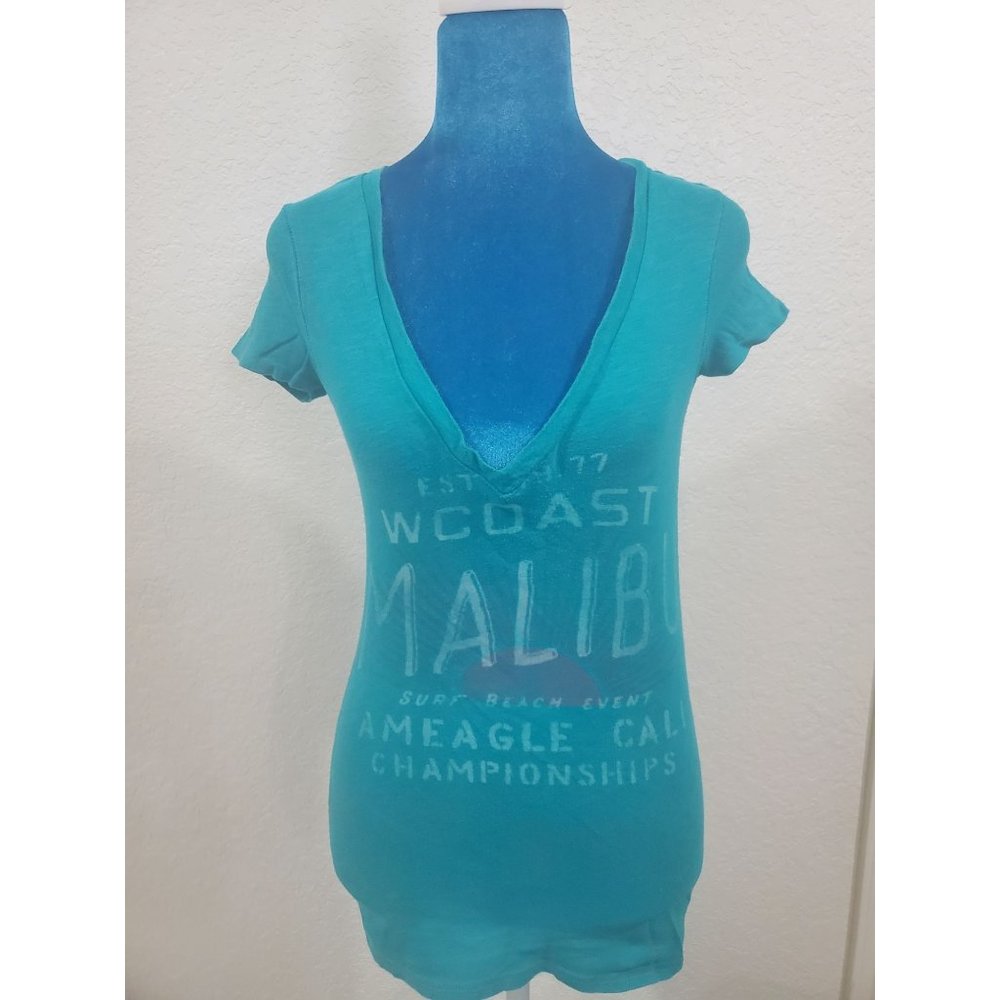 American Eagle Teal V Neck Shirt Size XS/TP